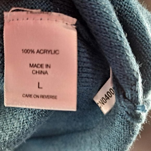 New York & Company Blue Large Stripe Sweater 3/4 sleeve - Picture 3 of 4